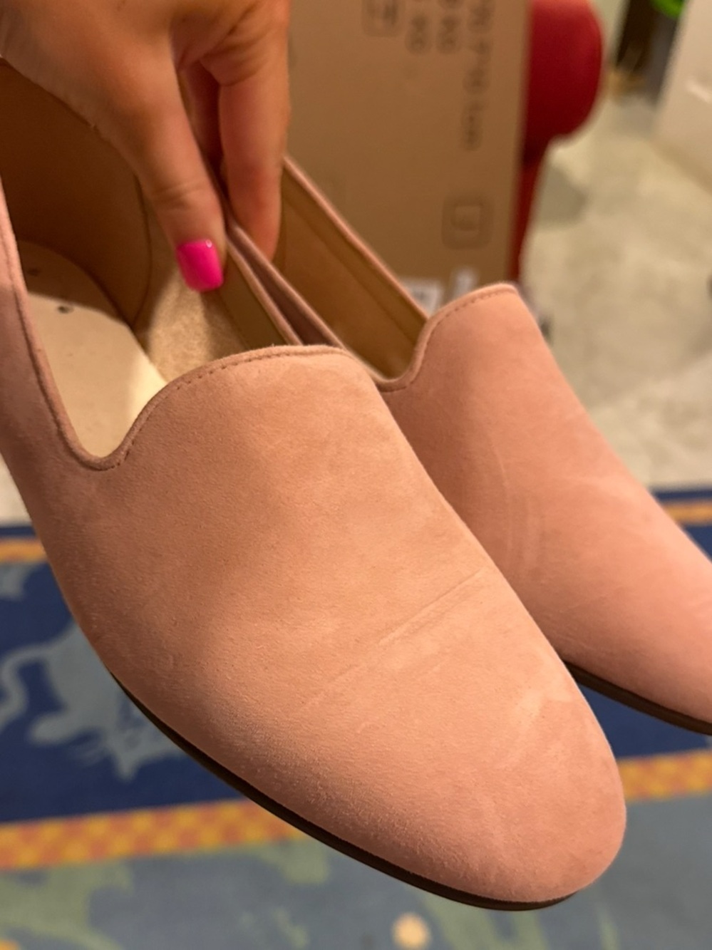 Women’s Blush Pink Suede Slip-On Loafers